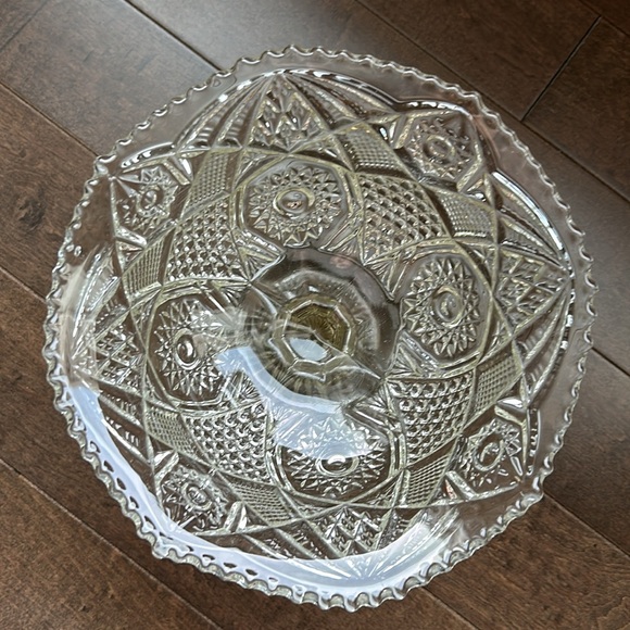 Vintage 1910 Keystone Pattern Pedestal Compote by U.S. Glass Co. (Reproduction) - Picture 3 of 14